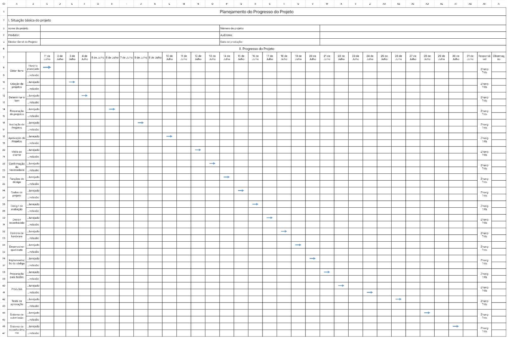 Plano de Progresso do Projeto 11